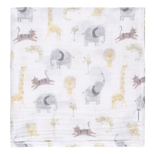 Gerber Baby Unisex 2-Pack Muslin Blanket, Animals + Geos Neutral, One Size