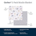 Gerber Baby Unisex 2-Pack Muslin Blanket, Animals + Geos Neutral, One Size