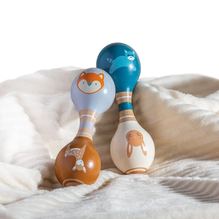 Leika - Wooden Rattle - Raccoon & Bunny