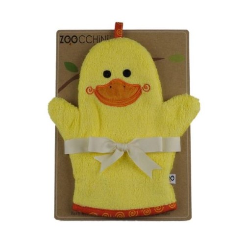 Zoocchini Baby Snow Terry Bath Mitt - Puddles the Duck 0-18M