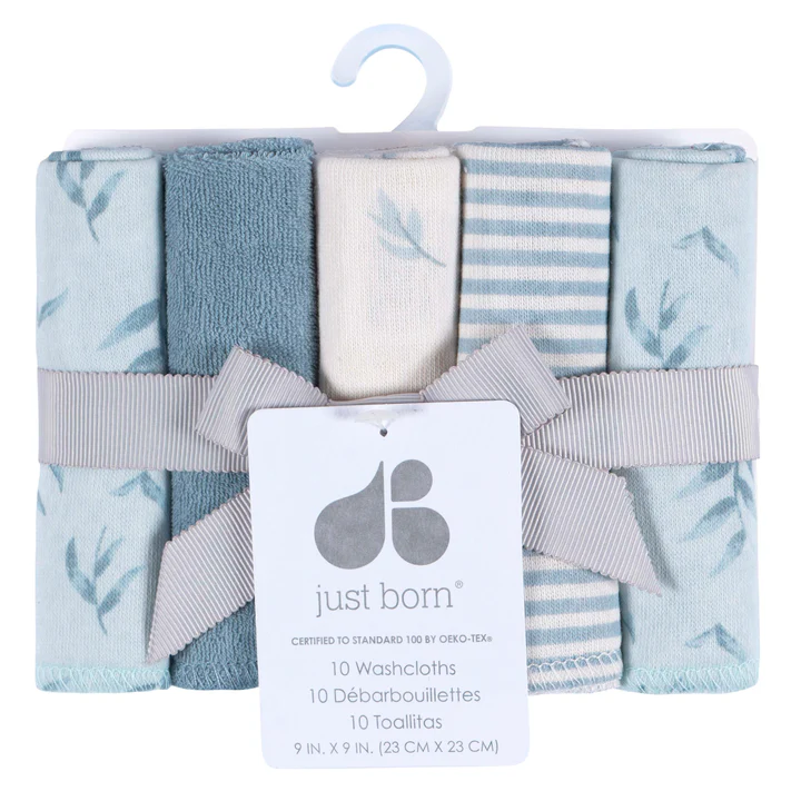 Just Born by Gerber Baby 10-Pack Washcloths - Blue