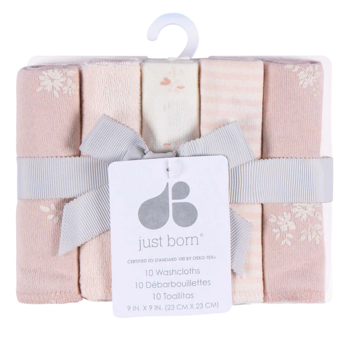 Just Born by Gerber Baby 10-Pack Washcloths - Pink