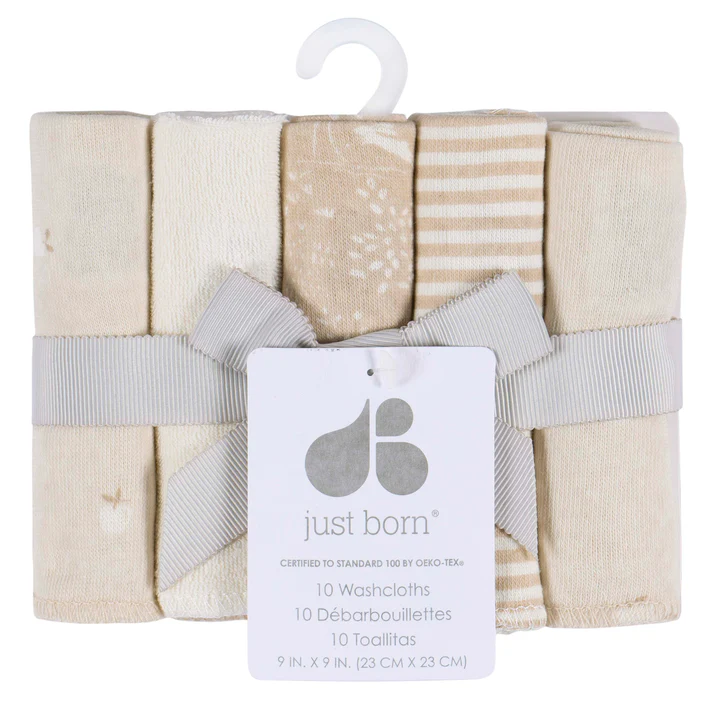 Just Born by Gerber Baby 10-Pack Washcloths - Tan