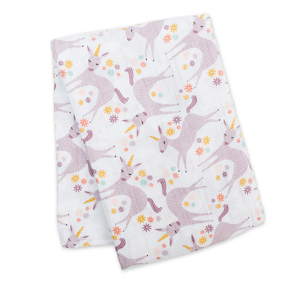 Lulujo Baby Modern Unicorn Muslin Swaddle Blanket