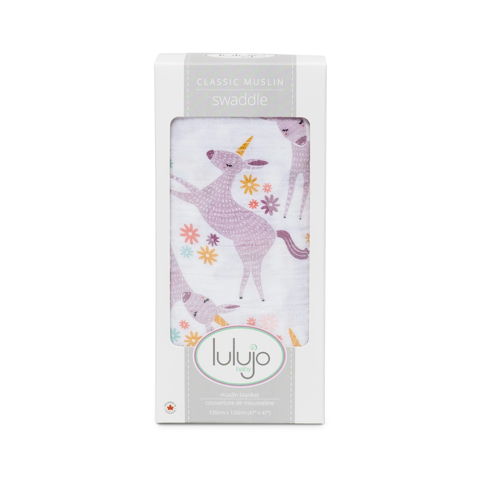 Lulujo Baby Modern Unicorn Muslin Swaddle Blanket