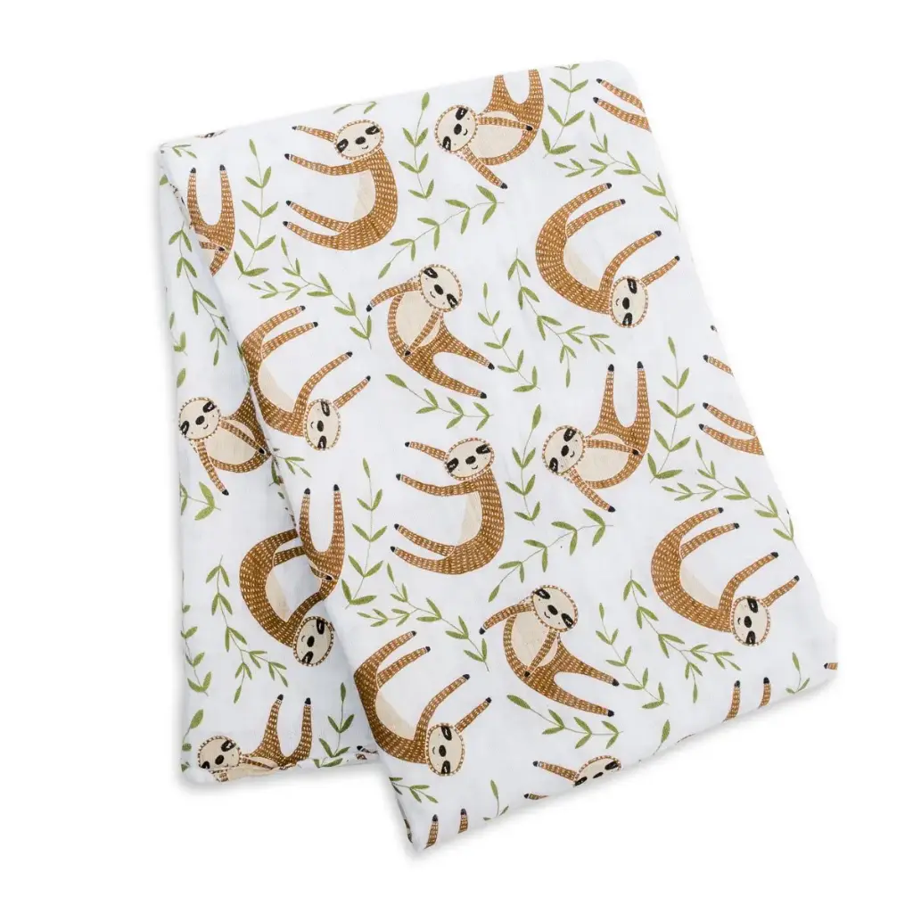 Lulujo Baby Modern Sloth Muslin Swaddle Blanket