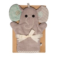 Zoocchini Baby Snow Terry Bath Mitt - Elle Elephant 0-18M