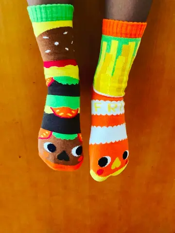 Pals Socks Fun Mismatched Non-Slip Burger & Fries 