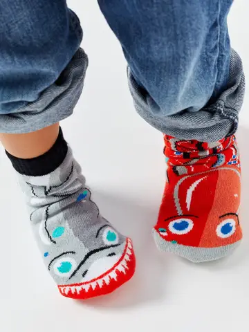 Pals Socks Fun Mismatched Non-Slip Shark & Octopus (1-3Y)
