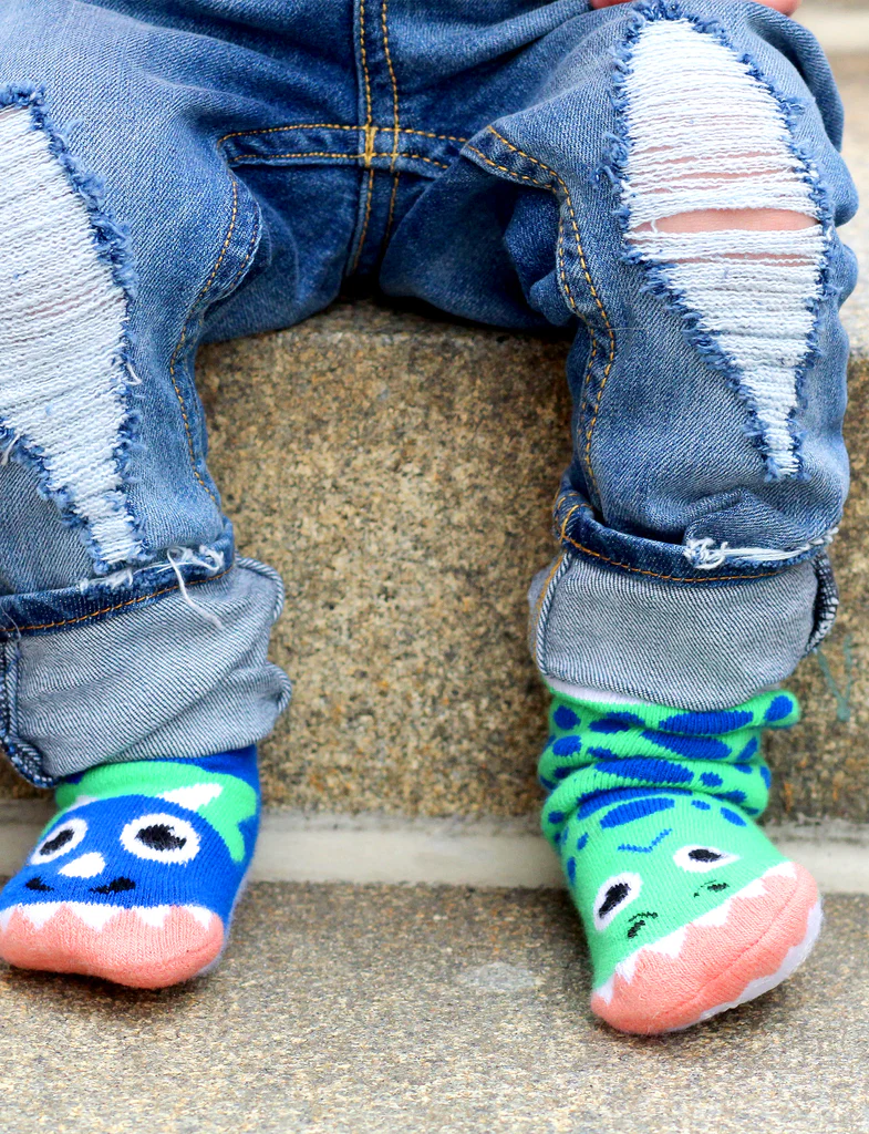 Pals Socks Fun Mismatched Non-Slip T-Rex & Triceratops