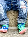 Pals Socks Fun Mismatched Non-Slip T-Rex & Triceratops