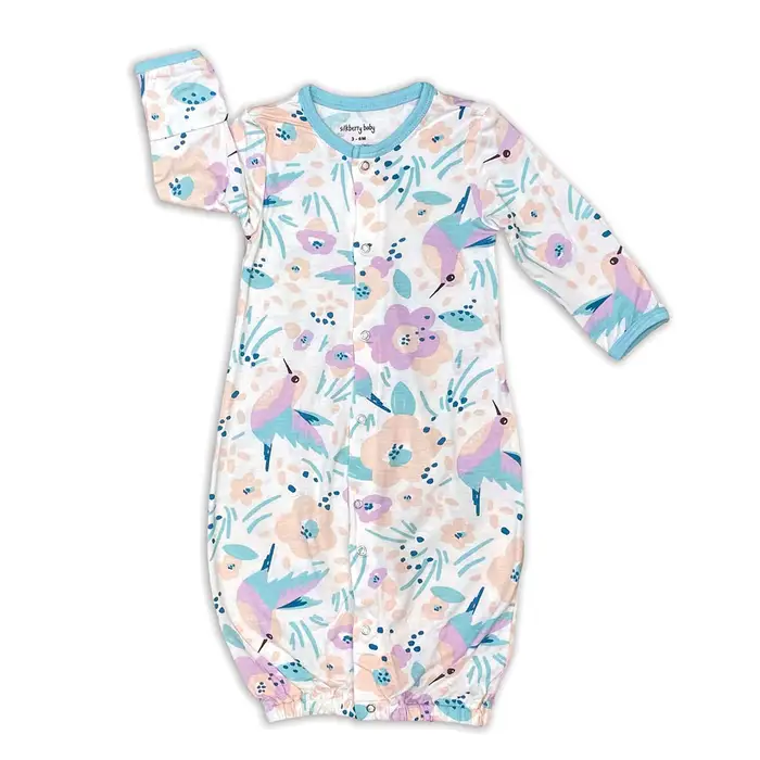 Silkberry Baby Bamboo Converter Gown Print Hummingbird Garden