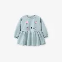  Little Maven Girl Longsleeve Dress Grey Blue Cat