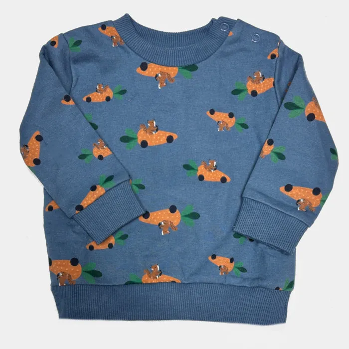 NorthCoast Top Sweatshirt With Rib Printed Fleece Coronet Blue Carrot
