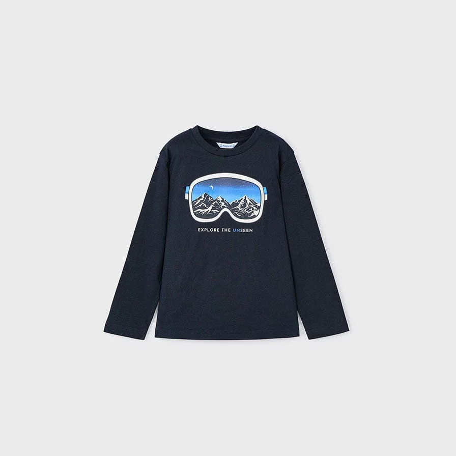  Mayoral L/s t-shirt silver print 4056 