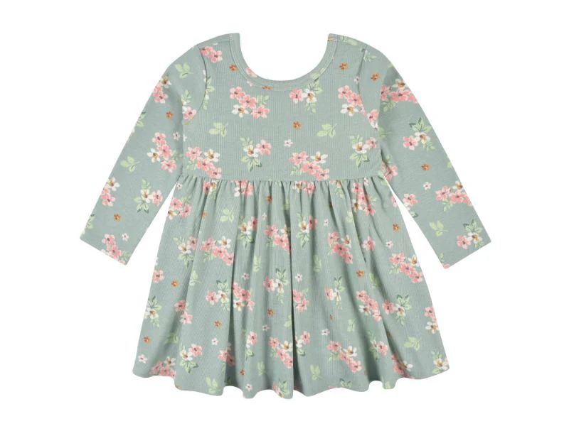  Gerber Toddler Green Floral Long Sleeve Dresses Green 