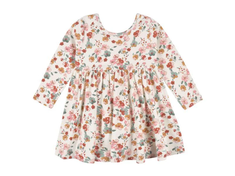 Gerber Toddler Green Floral Long Sleeve Dresses White