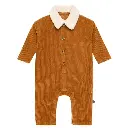 Modern Moments Baby Boys Sherpa Collar Corduroy Romper Brown