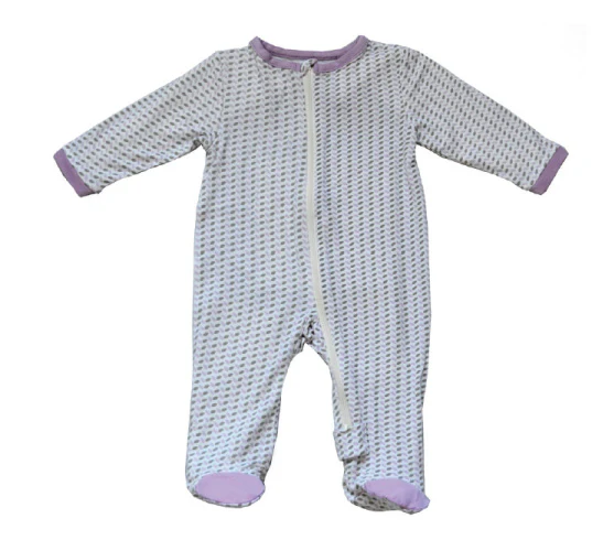 Silkberry Baby Bamboo Printed Footed Sleeper Hazy Lilac - JM