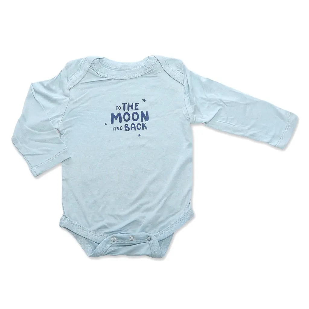 Silkberry Baby Bamboo Long Sleeve Onesie (Baby Blue) To The Moon And Back - JM (NB)
