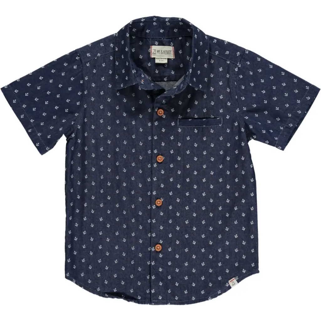 ME & Henry Maui Woven Shirt HB1245e - Chambray Anchor 