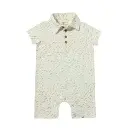 ME & Henry DRIFT Printed Polo Romper HB1411d Tan/Pink Fish