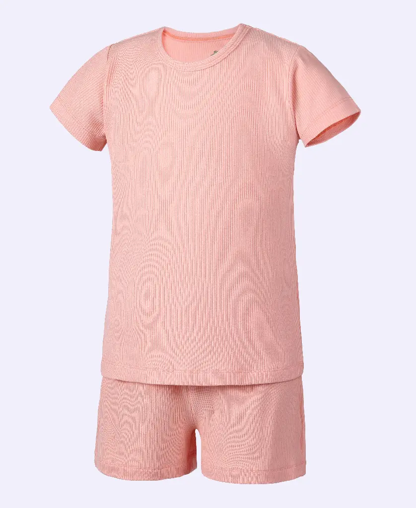 Earth Baby Outfitters Bamboo Ribbed Short Sleeve Pajamas - Pink