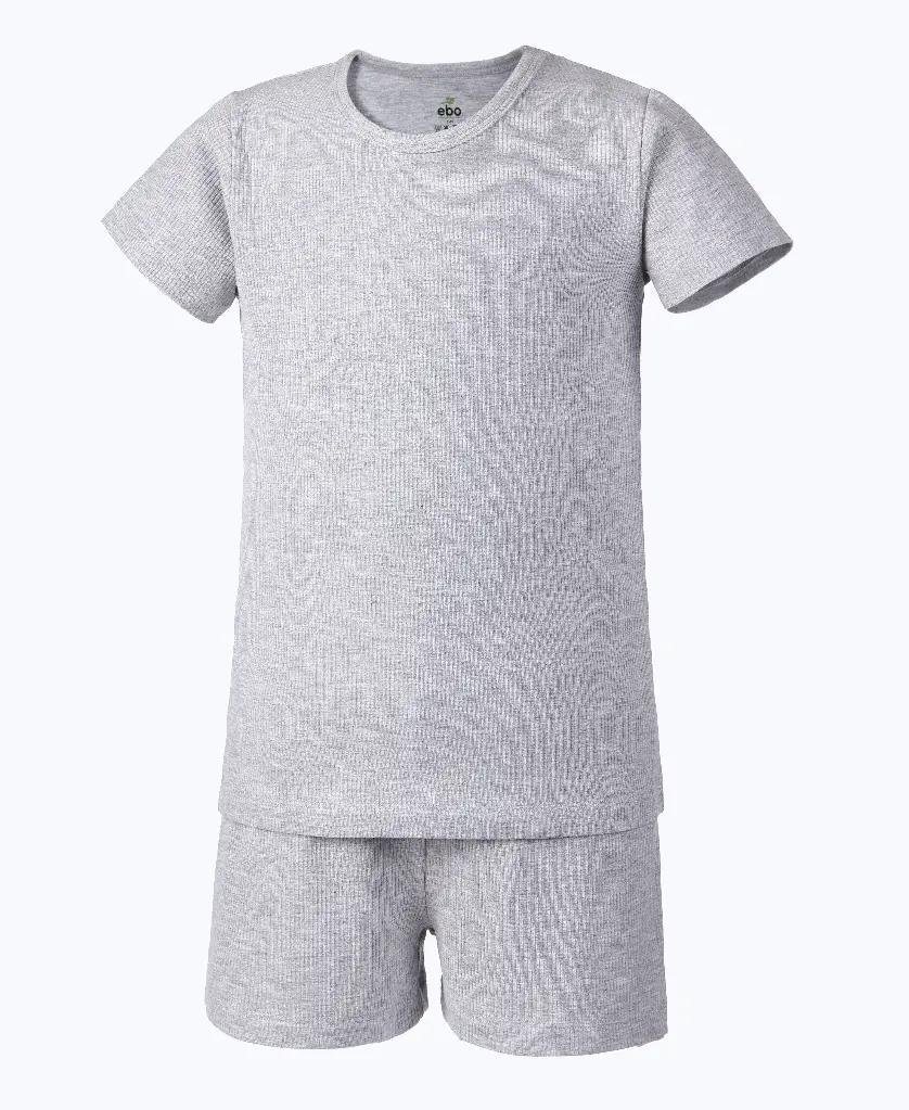 Earth Baby Outfitters Bamboo Ribbed Short Sleeve Pajamas - Grey