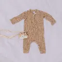 Earth Baby Outfitters Bamboo Ribbed Long Sleeve Romper - Nude