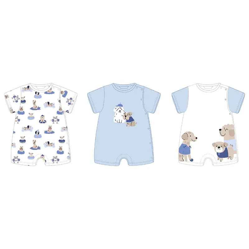 Mayoral  Short Onesie - 1798 - Sky - Puppy