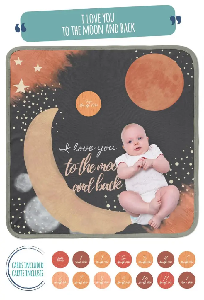Earth Baby Outfitters Tencel Luxe Milestone Blanket - To the Moon and Back