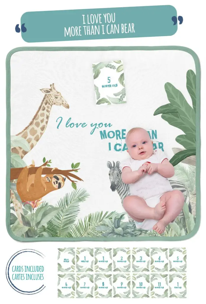 Earth Baby Outfitters Tencel Luxe Milestone Blanket - Jungle Little Sunshine