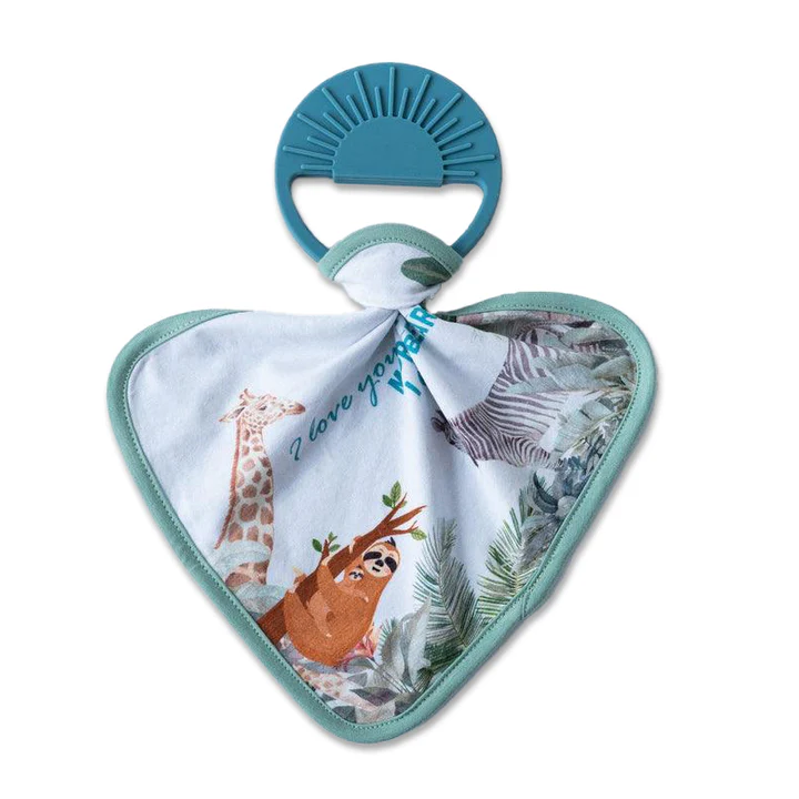 Earth Baby Outfitters Silicone Sunset Teether + Tencel Deluxe Lovey Set - Jungle