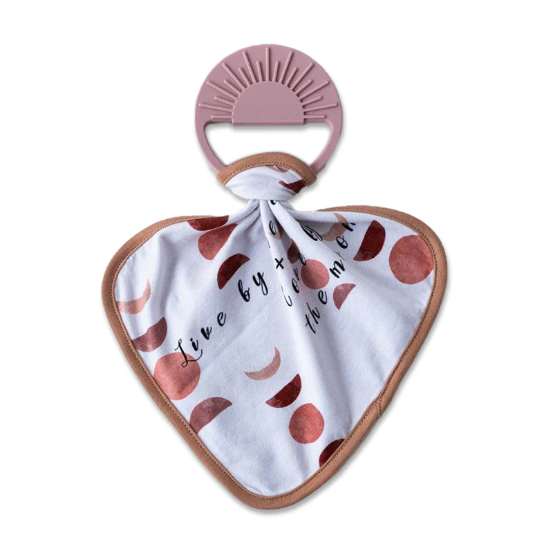 Earth Baby Outfitters Silicone Sunset Teether + Tencel Deluxe Lovey Set - Moon and Sun