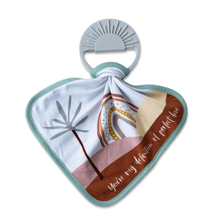 Earth Baby Outfitters Silicone Sunset Teether + Tencel Deluxe Lovey Set - Rainbow Perfect Love