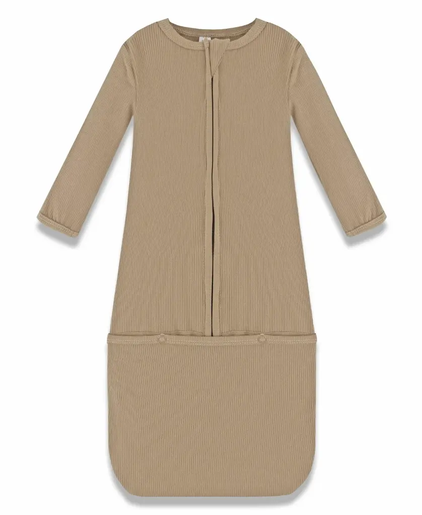 Earth Baby Outfitters Bamboo Ribbed Long Sleeve Convertible Zip Gown 6-12M