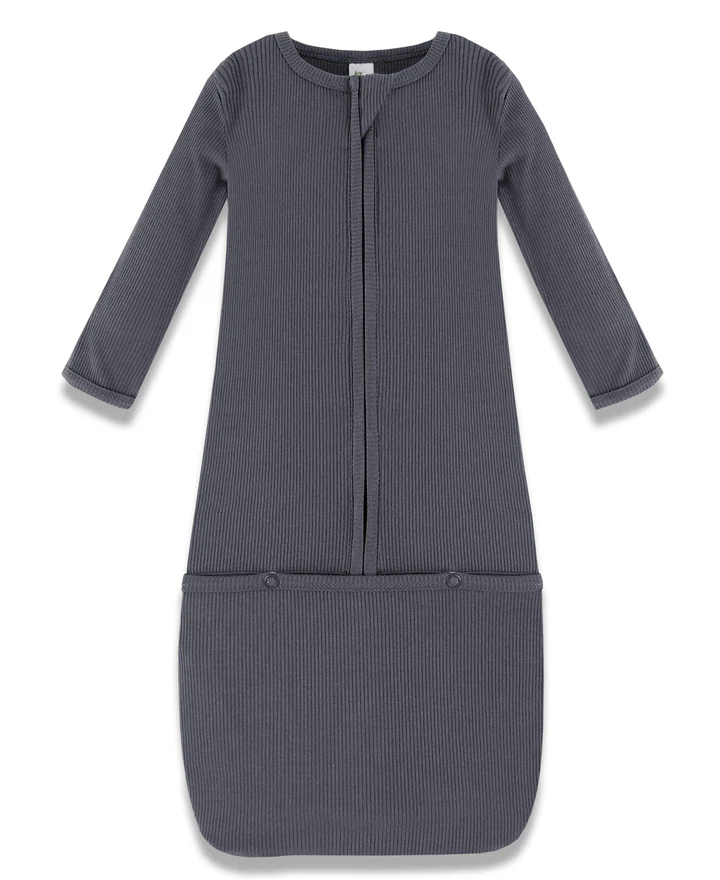 Earth Baby Outfitters Bamboo Ribbed Long Sleeve Convertible Zip Gown 6-12M