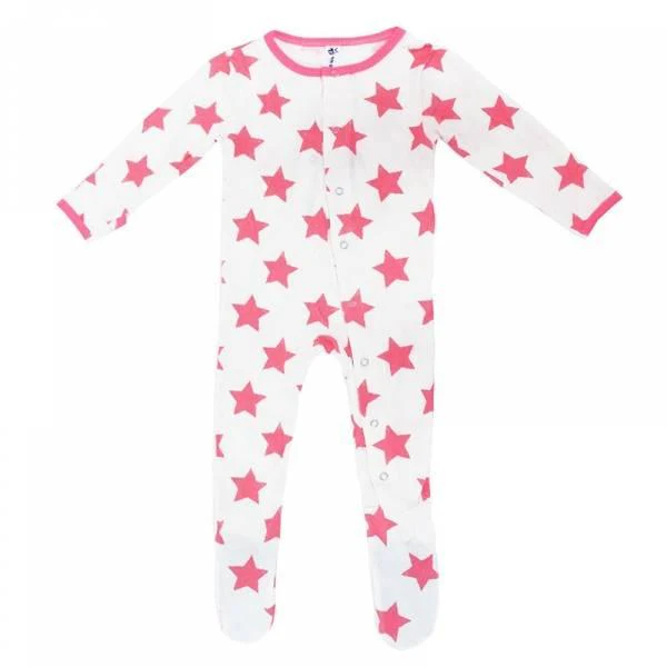 Earth Baby Outfitters Bamboo Footie - Pink Stars