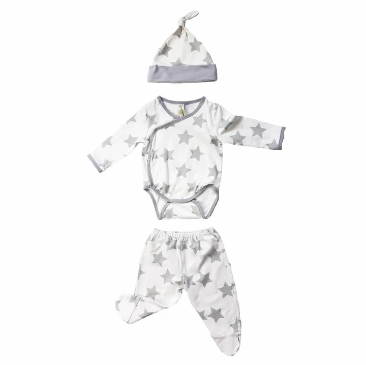 Earth Baby Outfitters Bamboo 3pc Newborn Set - Grey Stars