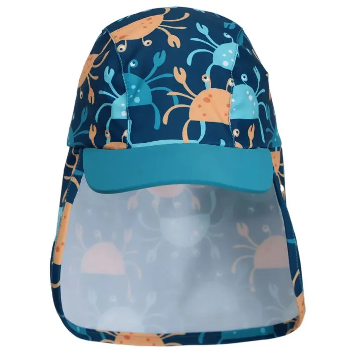 Calikids Beach Hat with Neck Flap/Chapeau Plage UV - Crab Print 