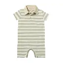ME & Henry  Saltash Polo Romper HB1414c Grey/White Striped Slub