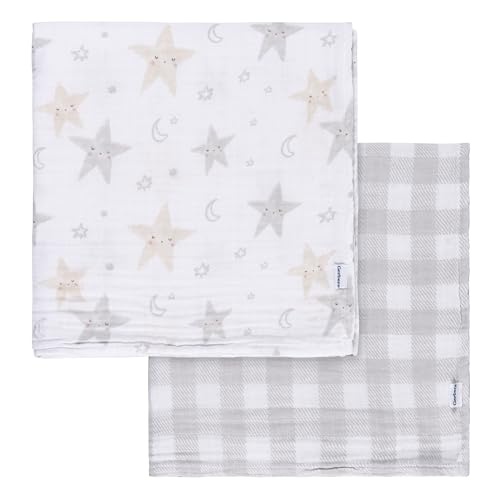 Gerber Baby Unisex 2-Pack Muslin Blanket - Celestial