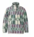 Attraction Butten Down Sweater Fir Pattern Sage Amara Moose Badge - Ivory