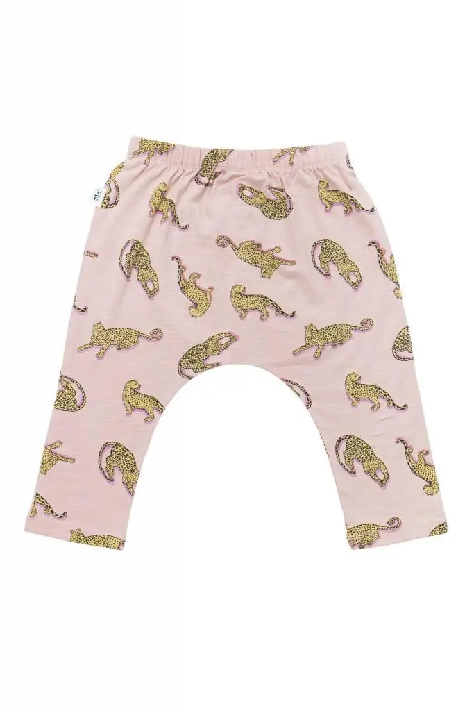 Earth Baby Outfitters Organic Cotton Harem Pants Pink Leopard 17CHP01