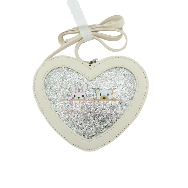 Sherick Fredermen Crossbody Bag 3D Heart-Shaped Giltter - White 