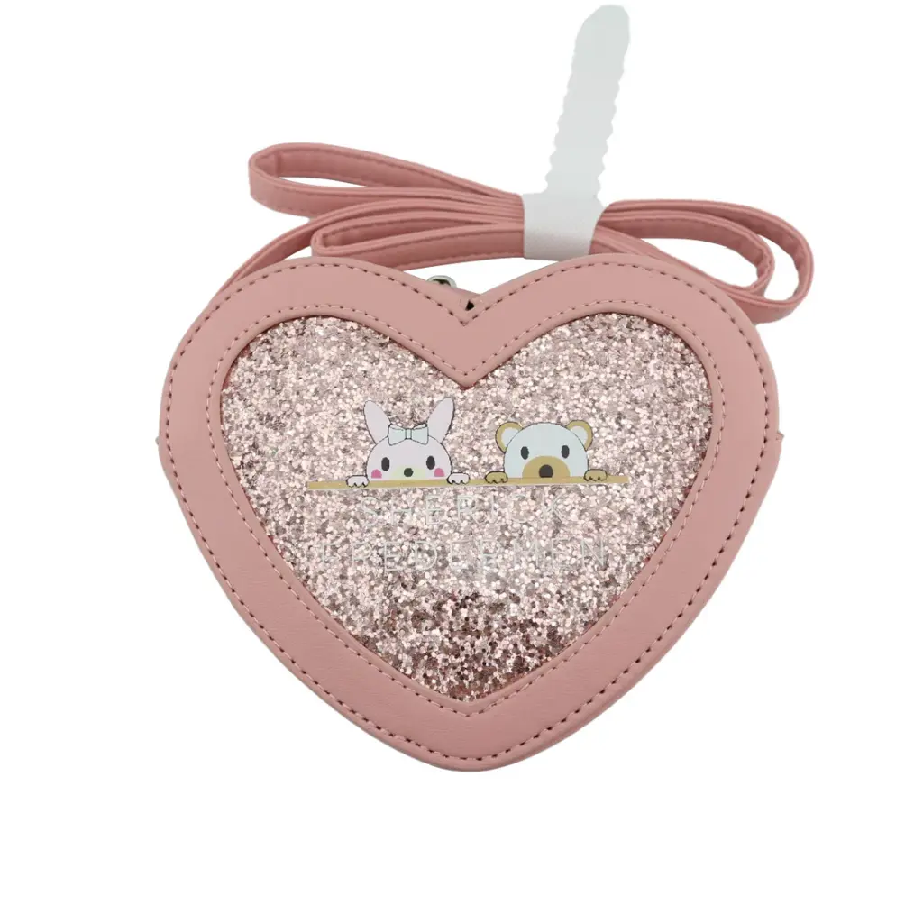 Sherick Fredermen Crossbody Bag 3D Heart Shaped Giltter - Pink 
