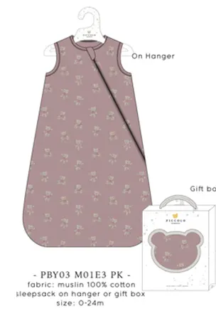 Piccolo Muslin Sleepsack in Gift Box Pink