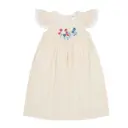 Poppet & Fox Flutter Sleeve Dress With Floral Embroidered Bib PF633D