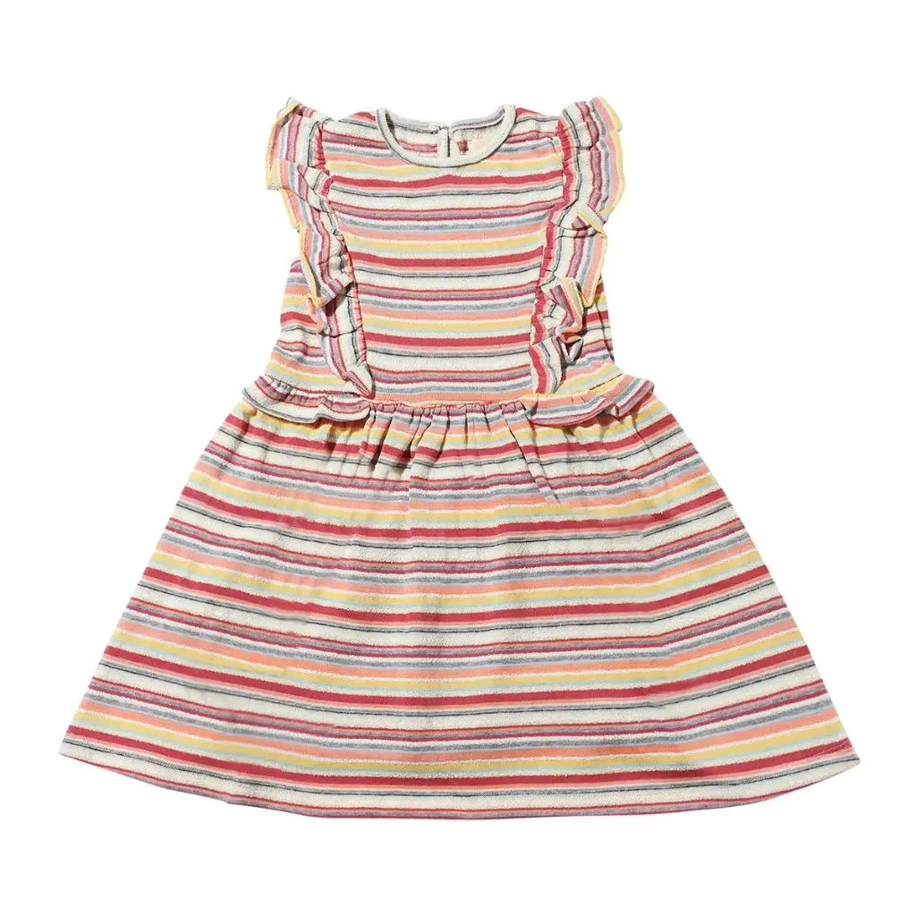 Vignette Maria Dress V1338C - BERRY/BUTTER TERRY STRIPE (2Y)