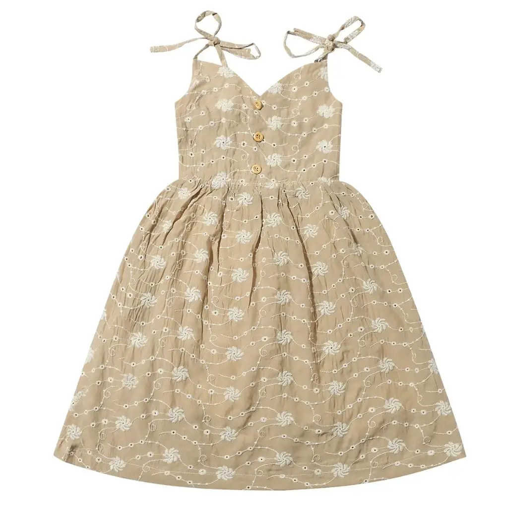 Vignette Penny Dress V1357A - Tan Dandelion Eyelet (18-24M)